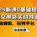 （9911期）2024新课0基础短视频+图文带货实战特训营：玩转平台，轻松打造爆款（59节）