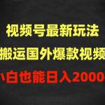 （9796期）2024视频号最新玩法，搬运国外爆款视频，100%过原创，小白也能日入2000+