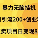 （9788期）暴力无脑挂机日引流200+创业粉通过卖项目日变现2000+