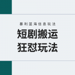 （9558期）【蓝海野路子】视频号玩短剧，搬运+连爆打法，一个视频爆几万收益！附搬…