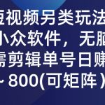 （9492期）QQ短视频另类玩法，利用一个小众软件，无脑搬运，无需剪辑单号日赚500～…