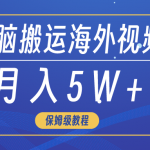 （9361期）无脑搬运海外短视频，3分钟上手0门槛，月入5W+