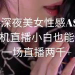 （9243期）快手深夜美女性感ASMR挂机直播，小白也能做，一场直播两千+