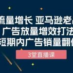 流量增长 亚马逊老品广告放量增效打法，短期内广告销量翻倍（3堂直播课）