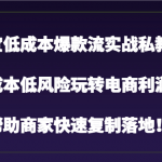 淘宝低成本爆款流实战私教课，低成本低风险玩转电商利润，帮助商家快速复制落地！