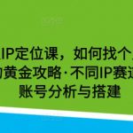 健身达人IP定位课，如何找个人IP定位·IP定位的黄金攻略·不同IP赛道的区别·账号分析与搭建