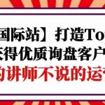 【阿里国际站】打造Top店铺-获得优质询盘客户，95%的讲师不说的运营技巧