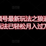 微信视频号最新玩法之狼道，目前玩法已轻松月入过万