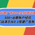 （10096期）谷歌广告B2C实战特训营，500+谷歌账户经验，实战演示从0-1搭建广告账户