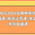 价值4980元2024短视频带货教程，带贷剪辑课+带货运营课+带货直播课+带货拍摄课