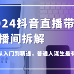 2024抖音直播带货直播间拆解，抖运营从入门到精通，普通人谋生最有效技能