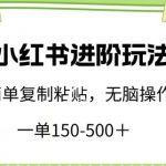 小红书进阶玩法，一单150-500+，简单复制粘贴，小白也能轻松上手