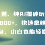 冷门赛道，纯AI搬砖玩法，单日收益800+，快速拿结果，长期项目，小白也能轻松上手