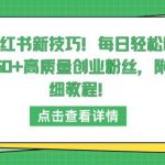 小红书新技巧，每日轻松吸引50+高质量创业粉丝，附详细教程