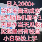 日入2000+，实现全自动成交，B站无脑挂机躺平3.0，当天操作当天见收益，实现睡后有收益