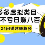 2024拼多多虚拟类目，日赚八百无本万利