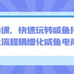 电商实操课，快速玩转咸鱼抖音，全体系全流程精细化咸鱼电商运营