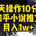 每天操作10分钟，知乎小说推文月入1w+