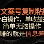 文案号掘金，简单复制粘贴，小白操作，单作品收益900+