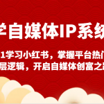 美学自媒体IP系统课-从0-1学习小红书，掌握平台热门的底层逻辑，开启自媒体创富之路