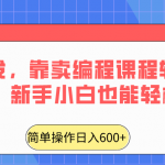 全网首发，靠卖编程课程轻松日入600+，新手小白也能轻松上手