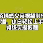 爆火治愈系情感文案视频制作，流量密码，冷门赛道，小白轻松上手月入过万保姆级实操教程