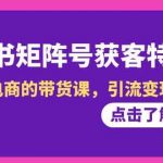 小红书矩阵号获客特训营-第10期，小红书电商的带货课，引流变现新商机