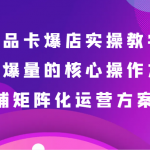 商品卡爆店实操教学，基础到进阶保姆式讲解、当天爆量核心方法、店铺矩阵化运营方案等