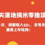 实打实落地搞米零撸项目，人手一次，闭眼收入50+，多号多撸，速度上车吃肉！