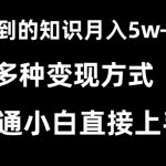 抖音刷到的知识，每天只需2小时，日入2000+，暴力变现，普通小白直接上手