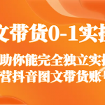 图文带货0-1实操课，帮助你能完全独立实操运营抖音图文带货账号