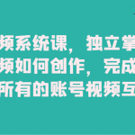 中视频系统课，独立掌握原创视频如何创作，完成中视频所有的账号视频互通