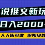 小说推文新玩法，日入2000+，人人皆可做，保姆级教程