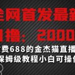 全网首发最新，日撸2000+，外面收费688的金杰猫直播间搭建，保姆级教程小白可操作