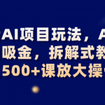 最新AI项目玩法，AI的暴力吸金，拆解式教学，日入500+课放大操作