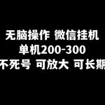 无脑操作微信挂机单机200-300一天，不死号，可放大