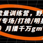 直播带货流量训练营，​野路子主播（起新号/专场/打榜/明星网红助播）月播千万gmv