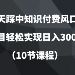 7天踩中知识付费风口，卖项目轻松实现日入3000！（10节课程）