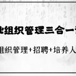 企业组织管理三合一课程：组织管理+招聘+培养人才