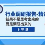 行业调研报告-精选内容：结果不是思考出来的 而是调研出来的（9节课）