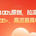 爆款图文100%原创，拉流起号，日入500+，高流量高收益