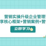 营销实操升级·企业管理课：分享核心框架+营销案例+营销工具（课程+文档）