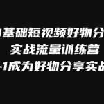 #原创
                                 
                                                                0基础短视频好物分享实战流量训练营，从0-1成为好物分享实战达人