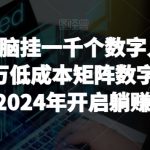 【超级蓝海项目】一台电脑挂一千个数字人，月入十万低成本矩阵数字人直播，2024年开启躺赚模式