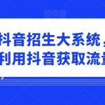 培训机构抖音招生大系统，培训机构如何利用抖音获取流量招生