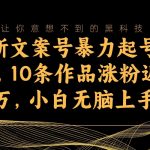 最新文案号暴力起号教程，10条作品涨粉近6万，小白无脑上手