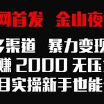 （9076期）全网首发，金山夜话多渠道暴力变现，日赚2000无压力，项目实操新手也能做