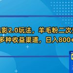 （9057期）新春电影2.0玩法，羊毛粉二次变现，多种收益渠道，日入800+