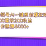 （9041期）视频号AI一键原创爆款视频，500播放200收益，小白稳赚8000+