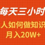 （9038期）每天操作三小时，如何做识付费项目月入20W+